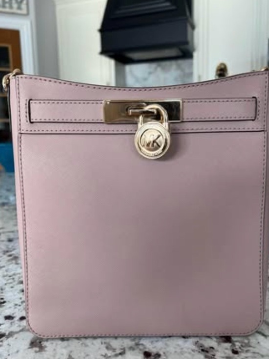 Michael Kors Handbags - Michael Kors Pink Leather Crossbody with Gold Lock Charm